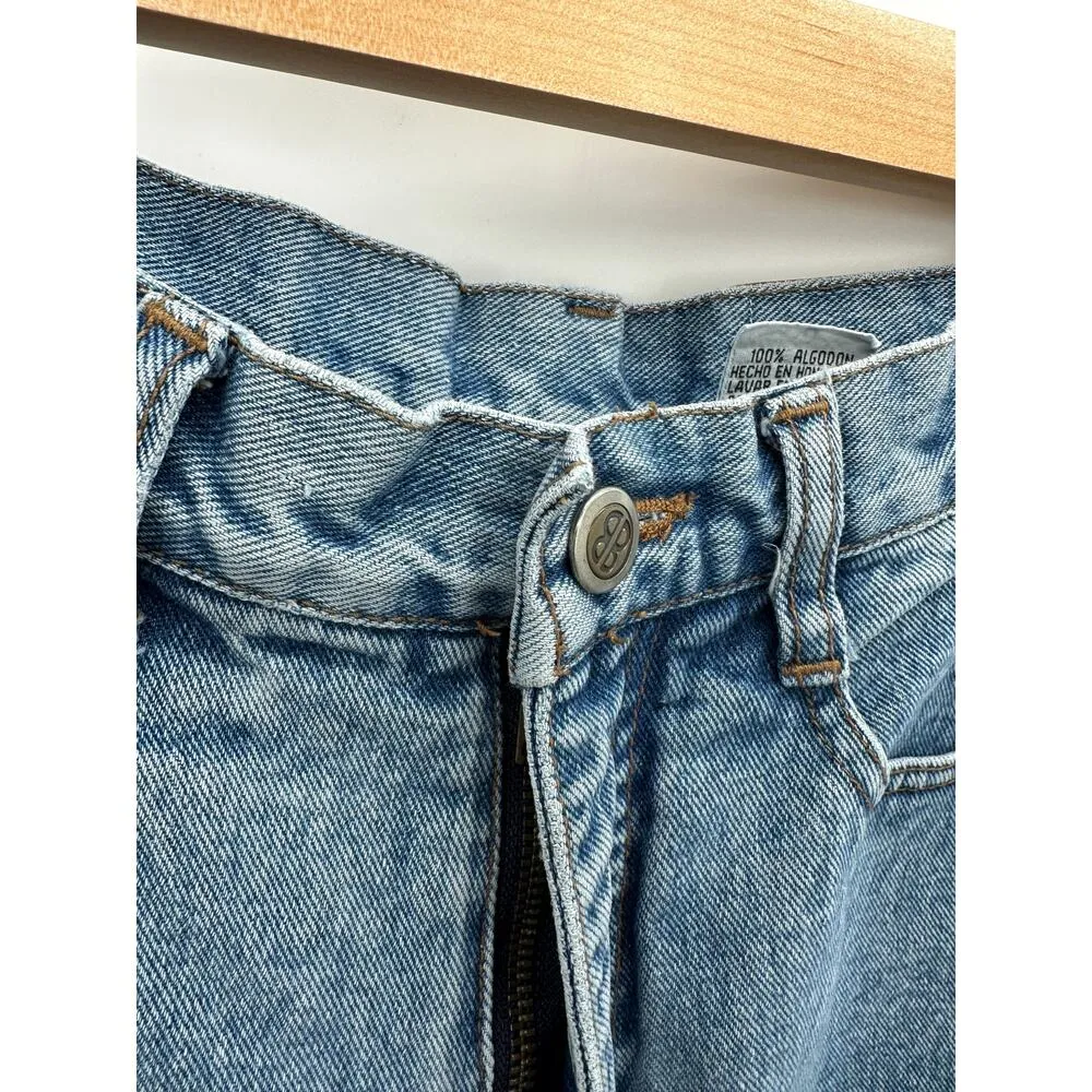 Bill Blass Levi Patch Light Wash High Waisted Mom Jeans Straight Women Size 6 Blue - Image 7