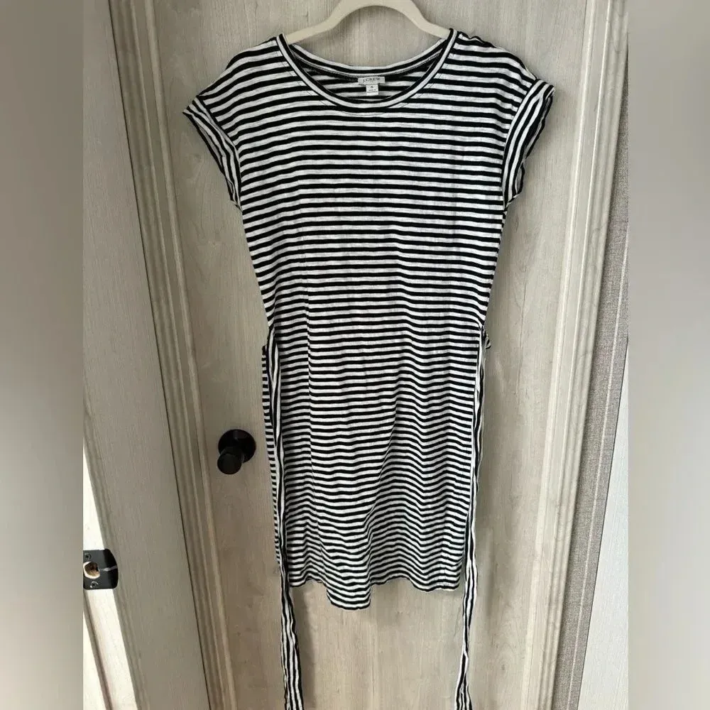 JCrew Striped Black and White Shortsleeved‎ 100% Cotton Dress - Image 5