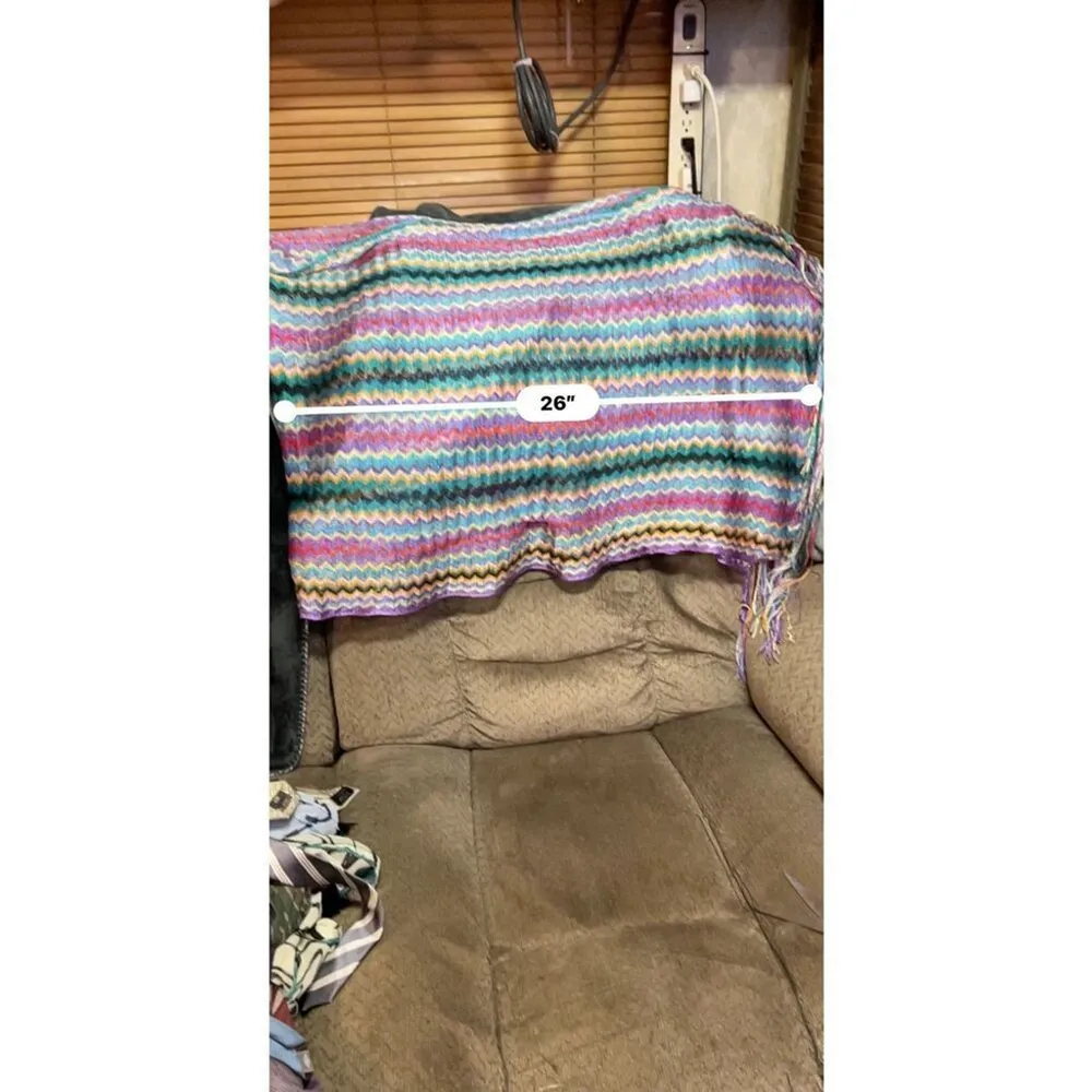 Chevron Knit Multicolored Long Scarf - Image 3