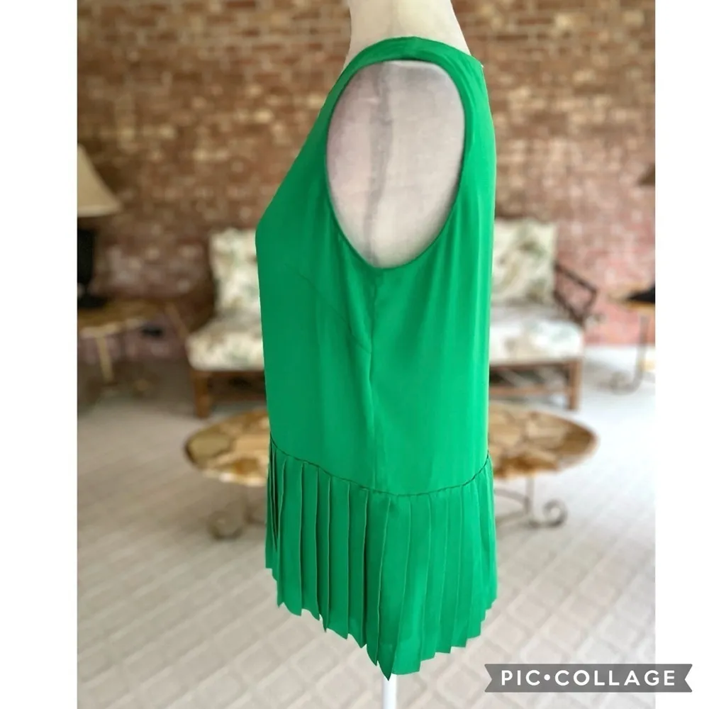 Banana Republic Top Pleated Hem Emerald Green S Sleeveless Chic Lunch Office - Image 7