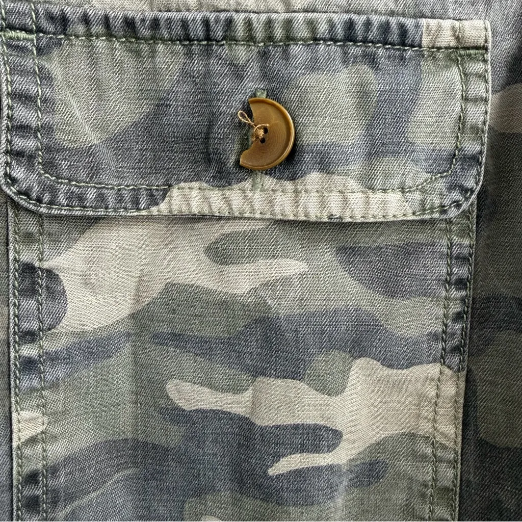 Lucky Brand Women's Camo Shirt Jacket M Military utility button front camouflage - Image 4