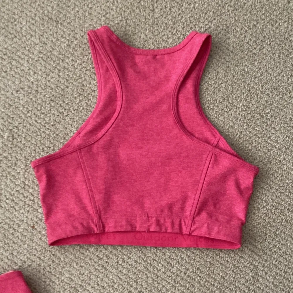 Outdoor Voices Athena Crop Top Bra Springs Leggings Flamingo Pink Set EUC - Image 3