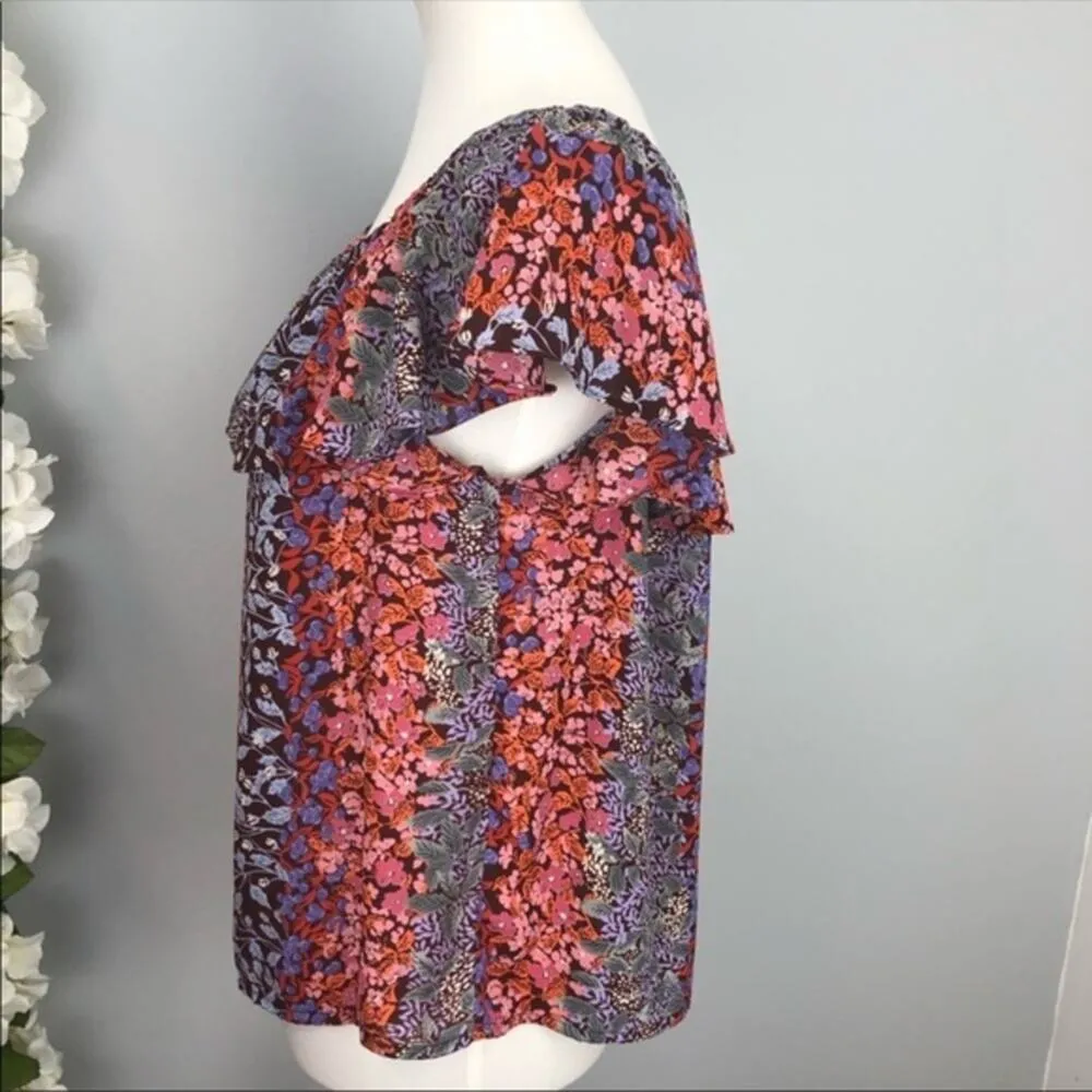 Anthro Maeve Villita Boho Floral Off Shoulder Blouse Medium - Image 7