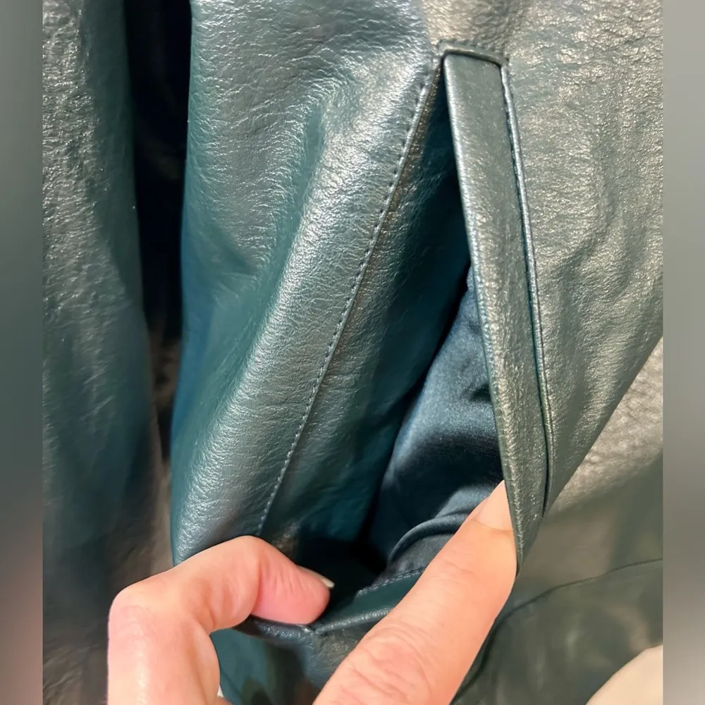 NWT VICI Skies Are Blue Faux Leather Biker Leather Jacket Jade Green Size XL - Image 11