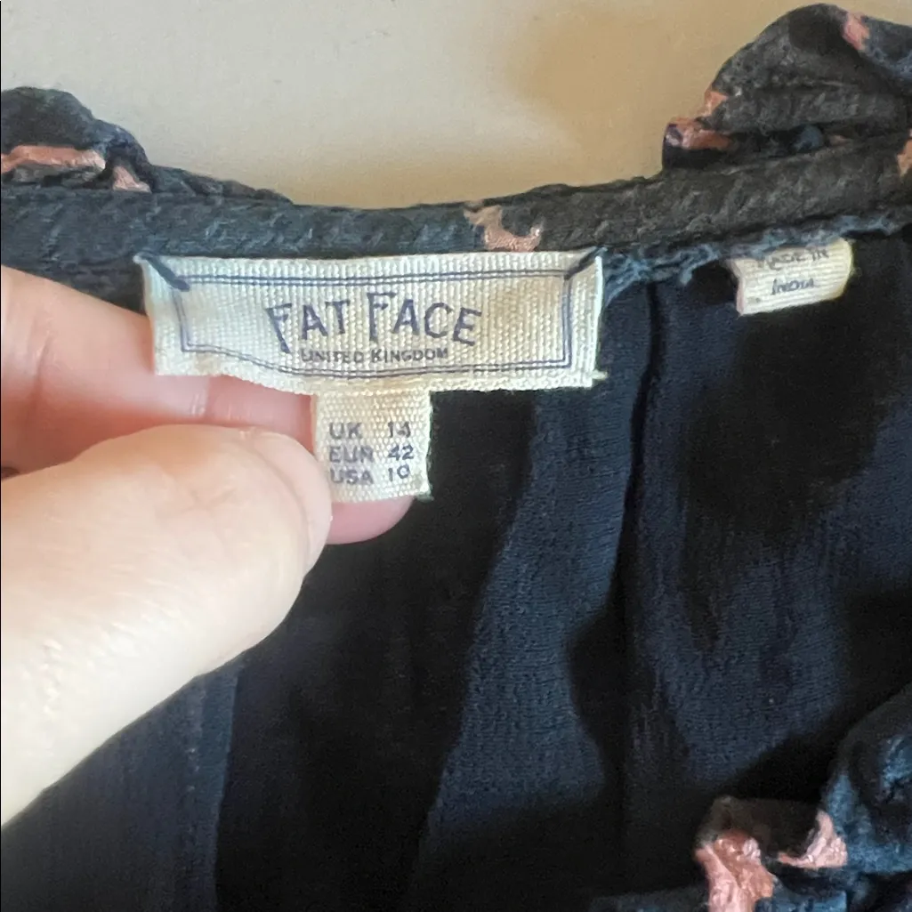 Fat Face Floral Long Sleeve Dress Blue/Brown Size 10 Blue - Image 6