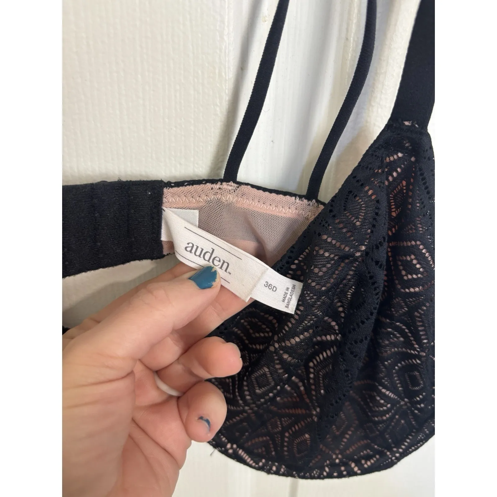 Auden Black & Pink Lacy Unlined Demi Coverage Underwire Bra 36D Girlie Era Size undefined - Image 3