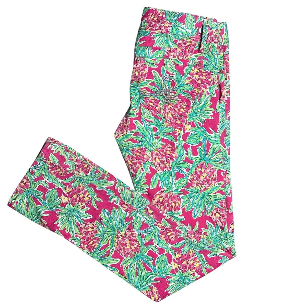 Lilly Pulitzer Worth Straight Jean‎ Orchid Pink Spike The Punch Pineapple Size 2 - Image 5
