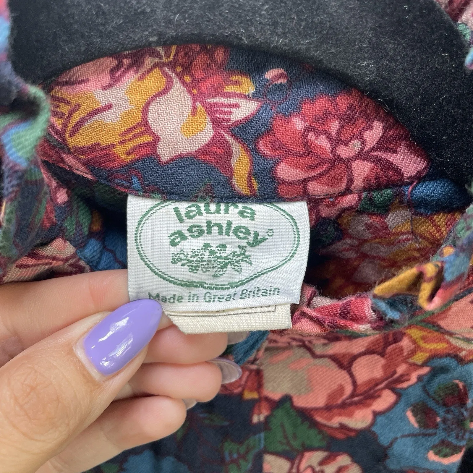 Vtg Laura Ashley Floral Cotton Wool Sz 6 Pockets Cottage Core dark academia - Image 8