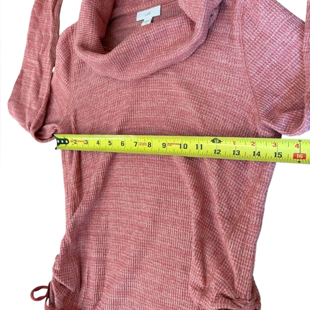 J. Jill Pink Cowl Neck Sweater Heathered Texture Cinched Hem Womens Small Pink - Image 11