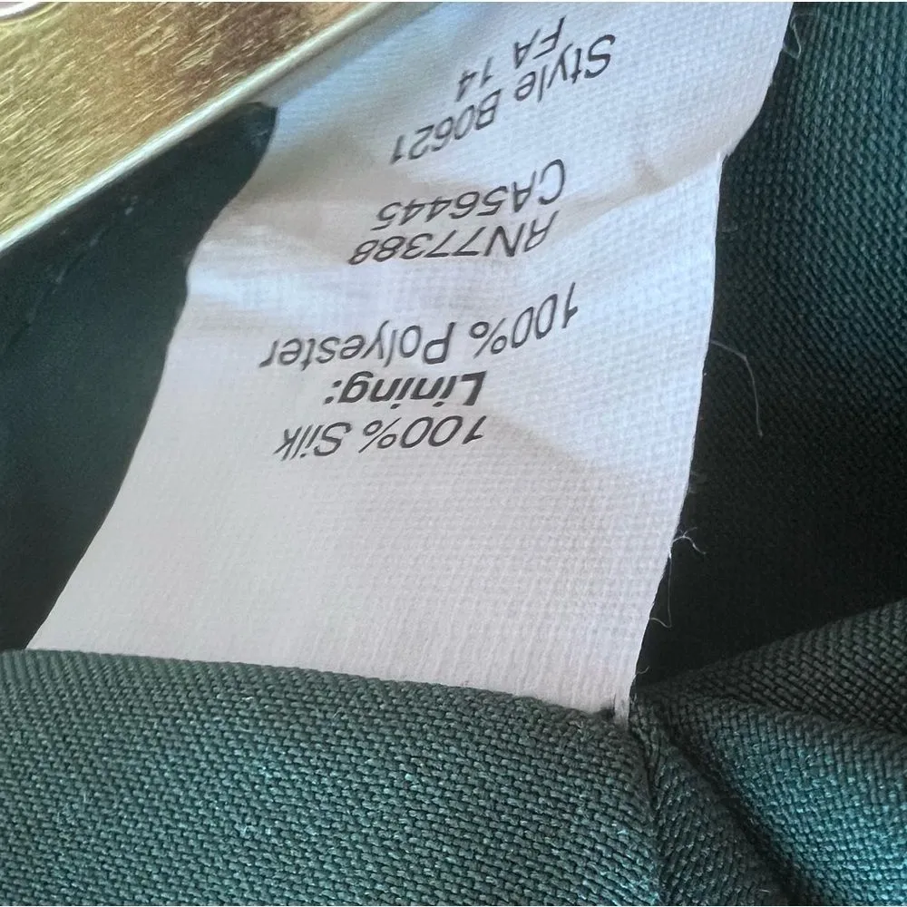 Women's dress 100% Silk madewell green front button pockets belt light color S. - Image 15