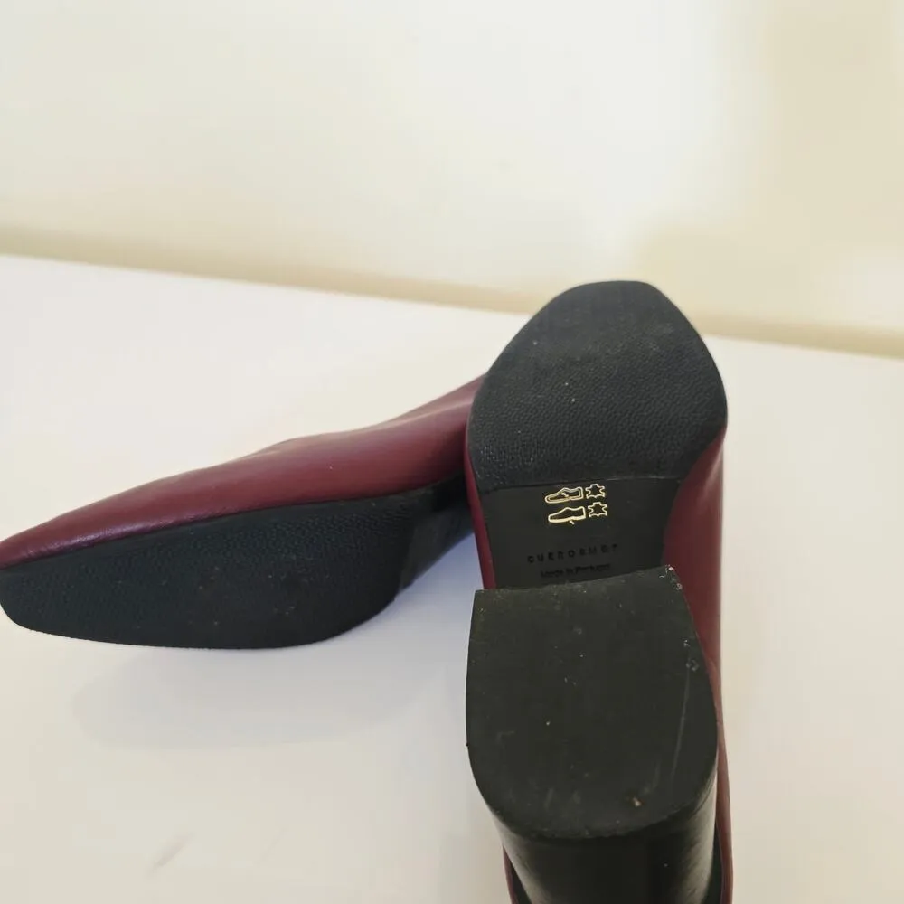 Cuero & Mor Burgundy Leather Block Heels Square Toes Wome's Size EU 36.5 6 Red - Image 8