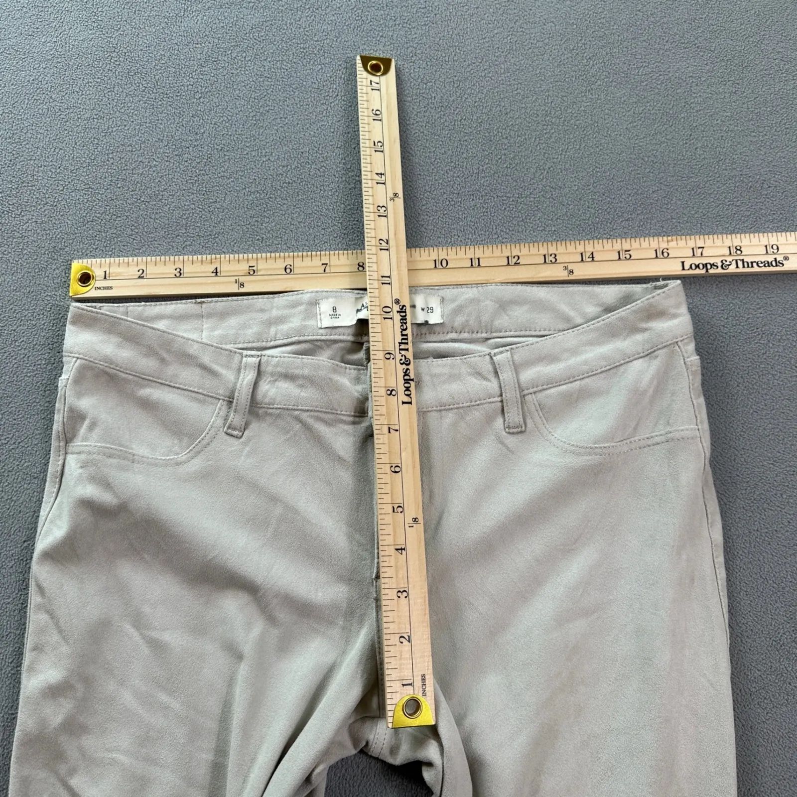 Abercrombie and Fitch Faux Suade Pants 8 W29 Womens Beige Skinny Slim Zip Ankle - Image 4