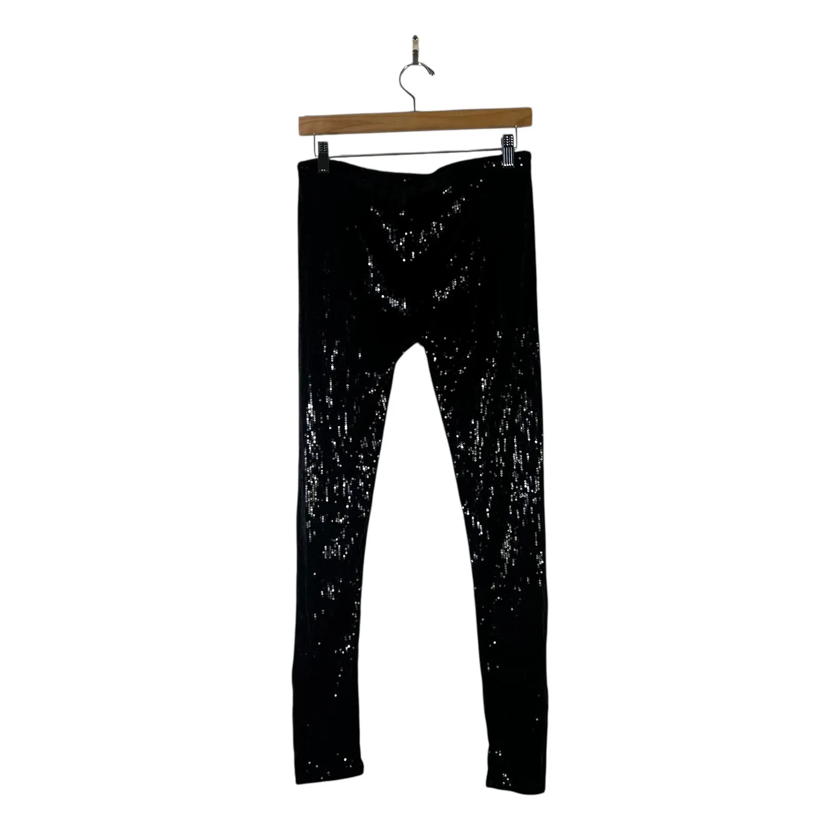 Tally Weijl Sequin Skinny Pants Womens 10 Black Stretch Clubwear Y2K Glam - Image 4