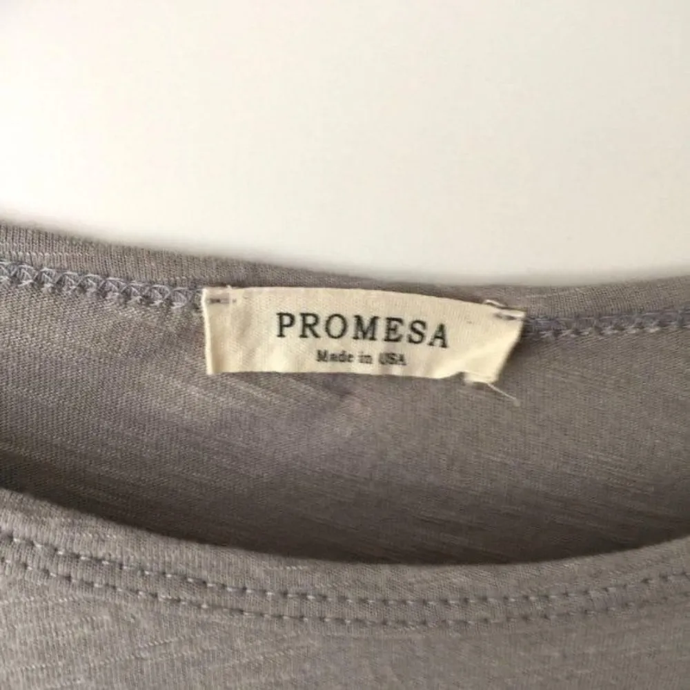 Promesa Womens Graphic Tee Made In USA Twist Trendy Cotton Short Sleeve Gray XL - Image 3