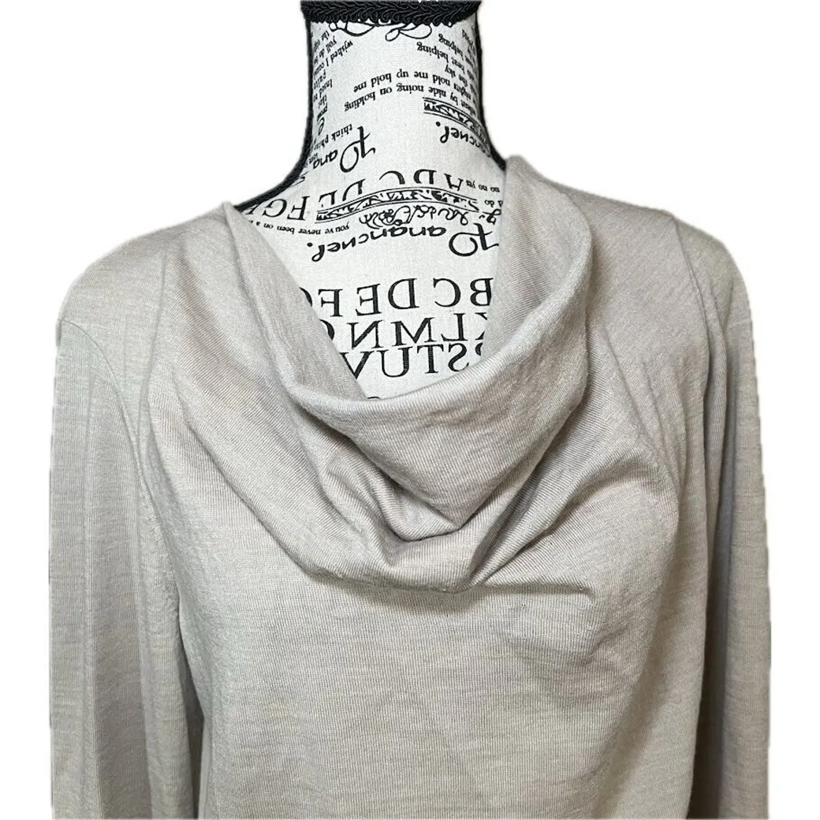 Lafayette 148 Size Large Wool Cowlneck Sweater Neutral Classic Designer - Image 2