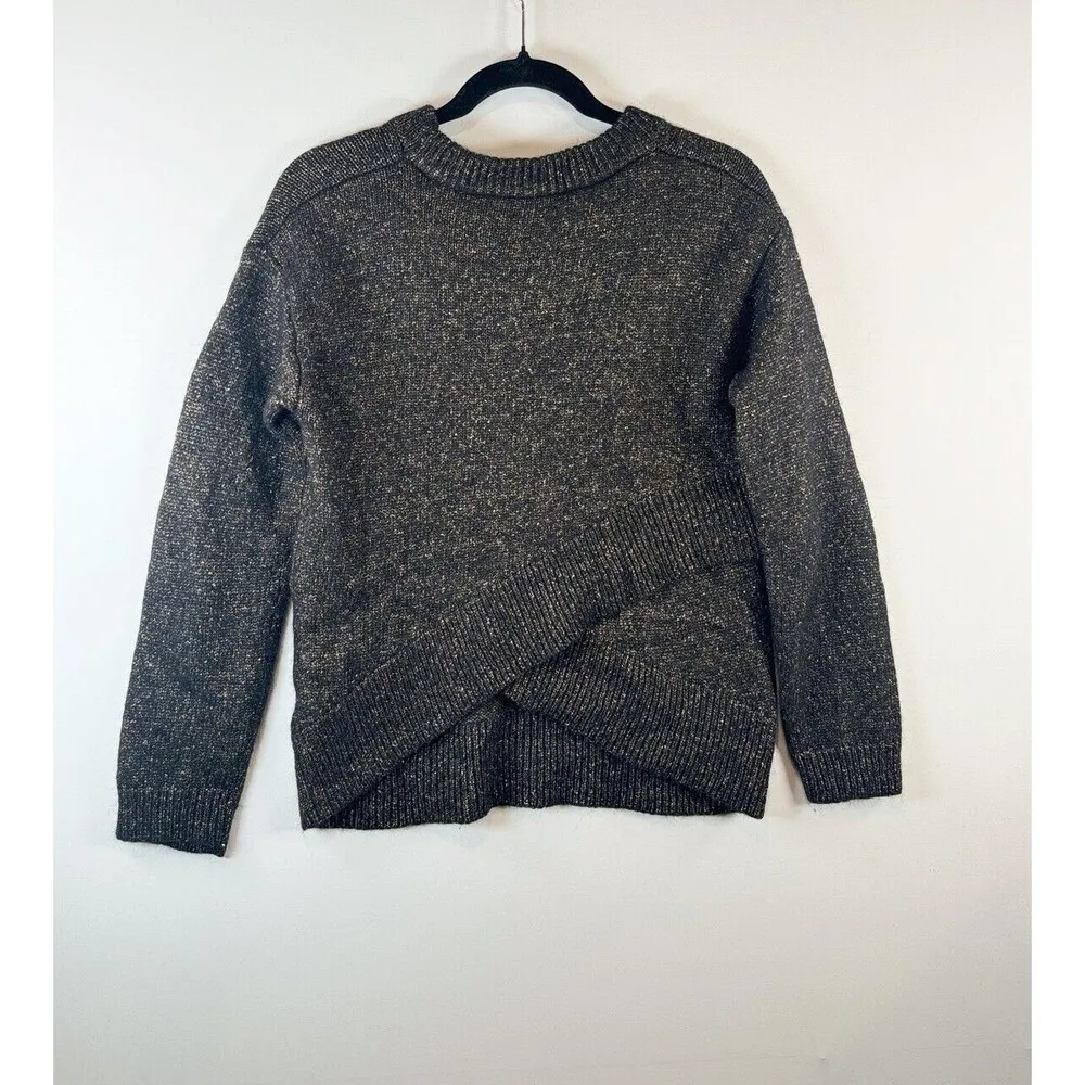 A.L.C. Womens Sweater Gray Bowen Merino Wool Alpaca Knit Metallic Pullover Small Black - Image 3