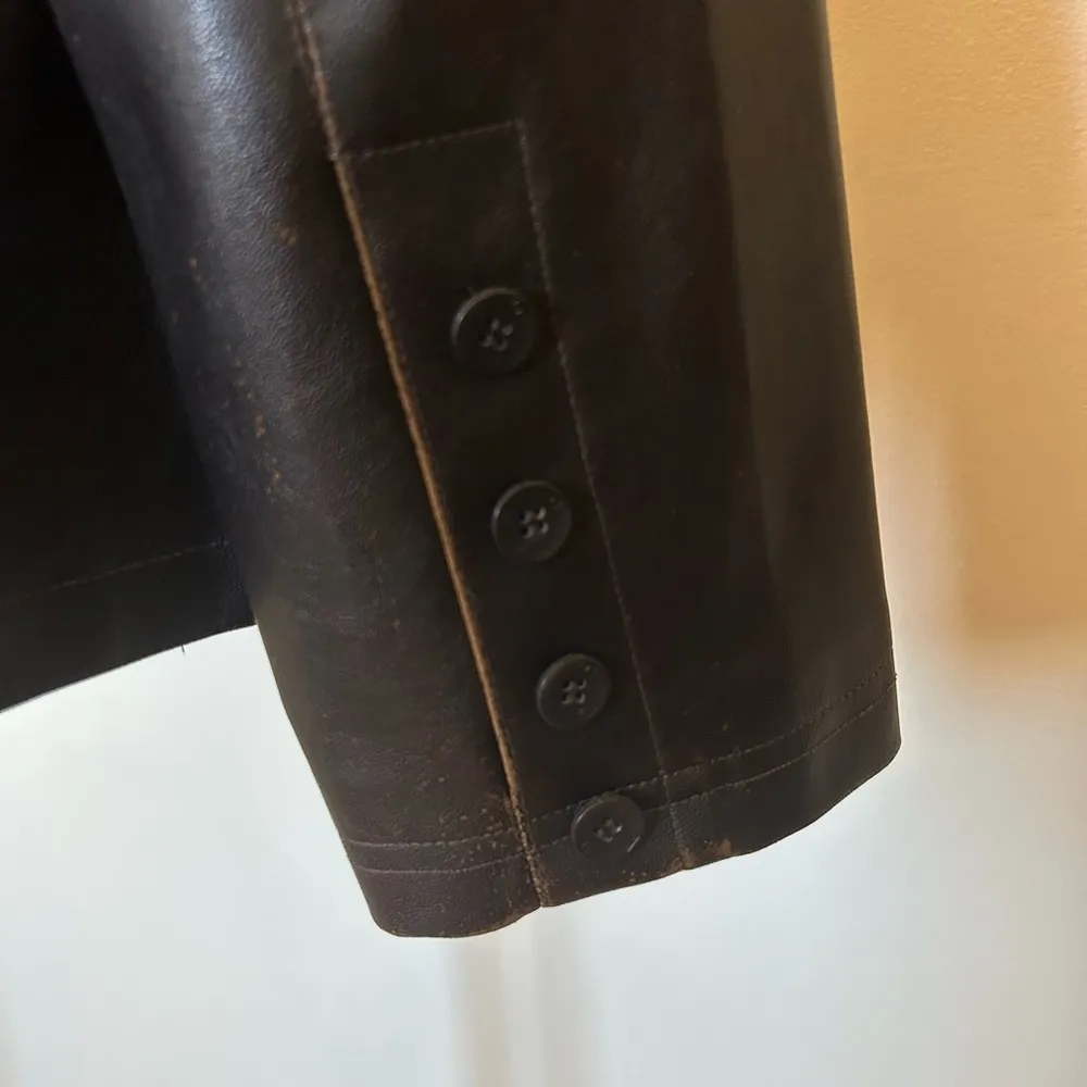 Leather Look Distressed Brown Jacket Size XL - Image 4