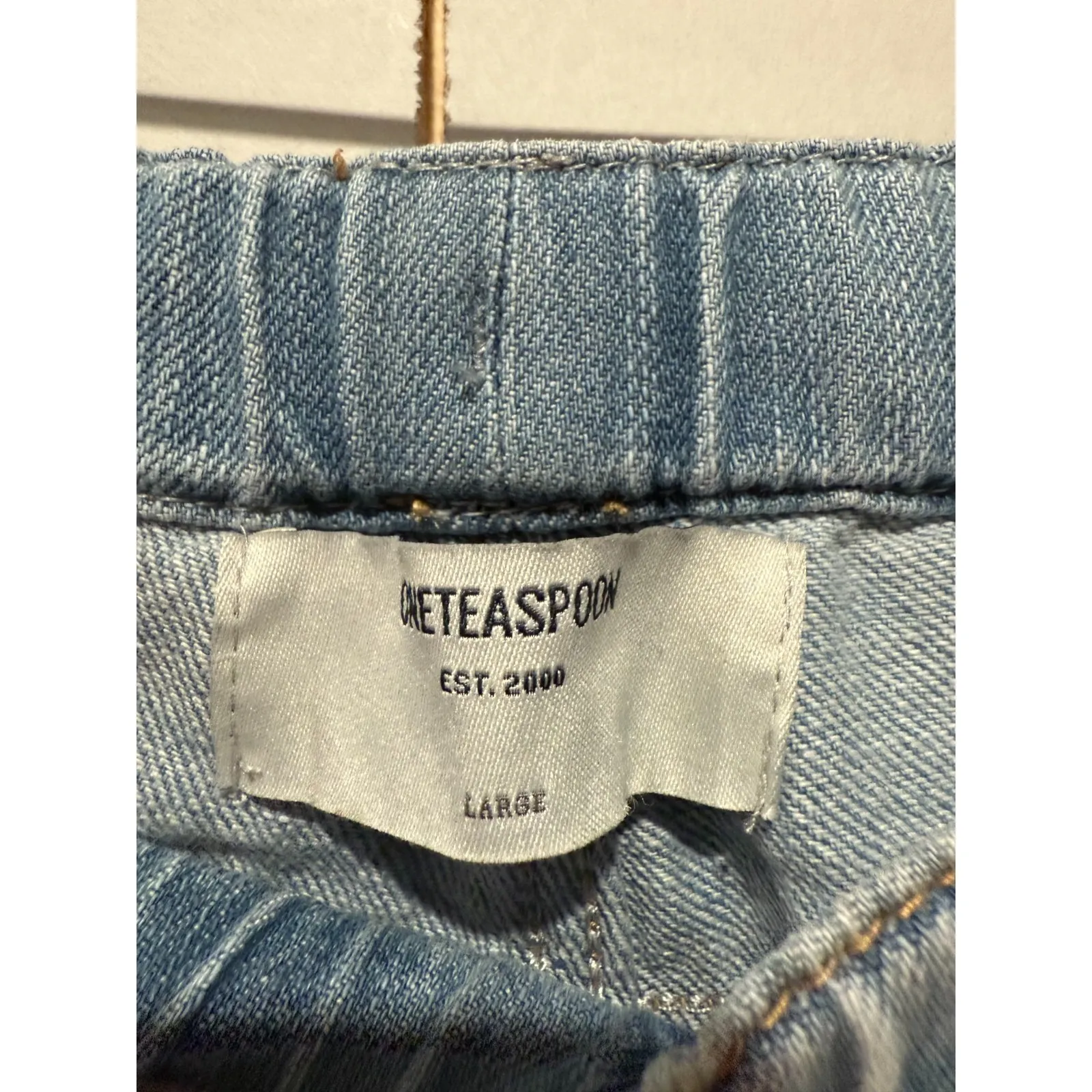 One Teaspoon Shabbies Jeans Women Sz L Drawstring Boyfriend Distressed Blue - Image 4