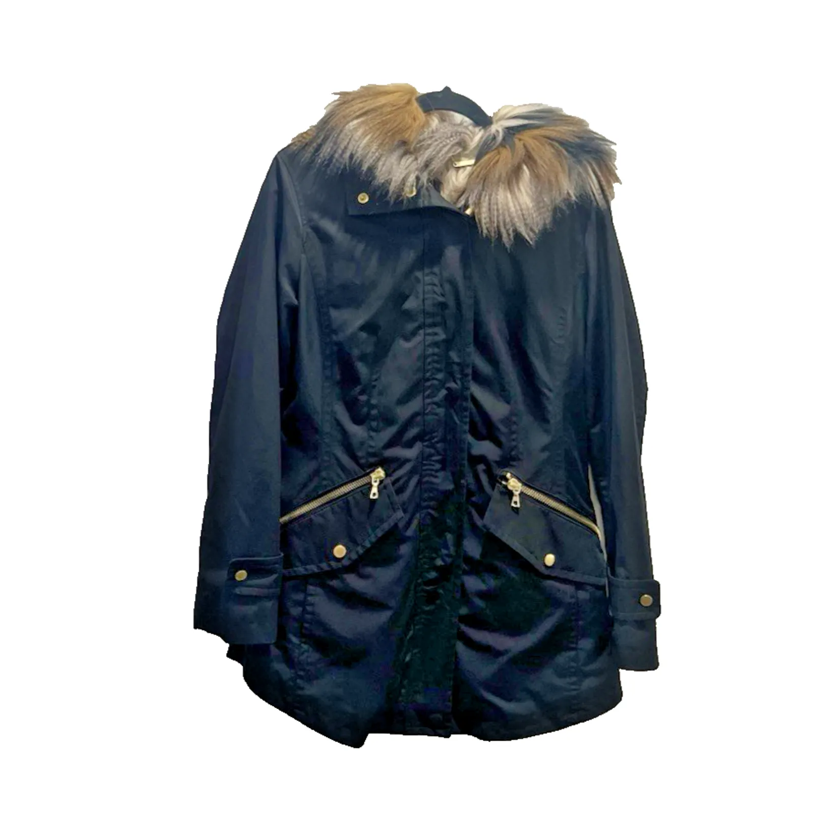 Trina Turk 3 in 1 Winter Hood Jacket Fur Vest Nylon Shell Parka SZ Small - Image 2