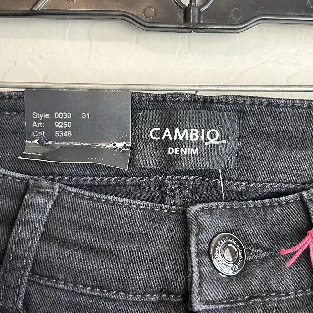 Cambio Jeans Womens 4 Black Flare paris easy kick feather Sequin hem NEW Denim - Image 8