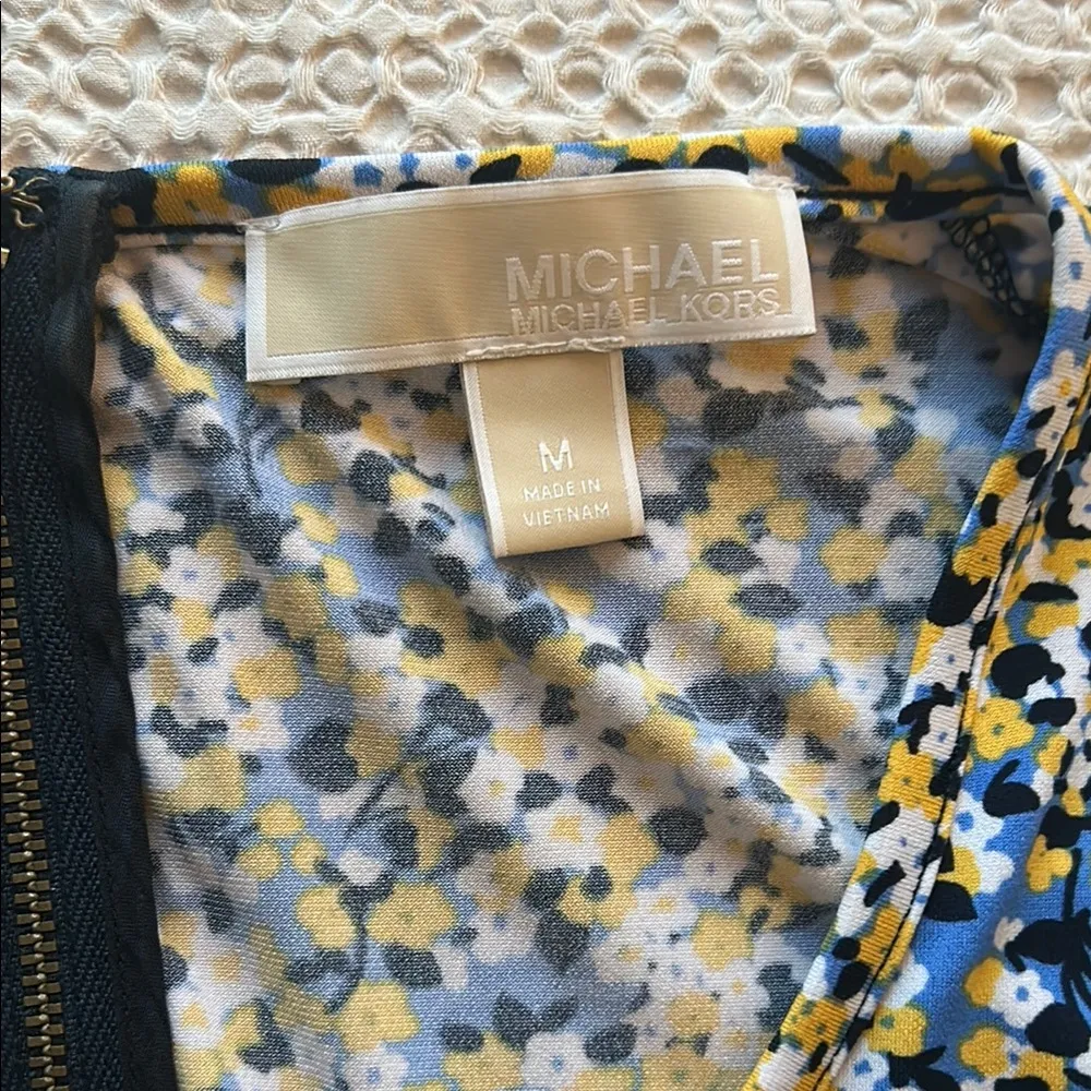 MK Floral Print Dress with Zipper Yellow Size M - Image 2