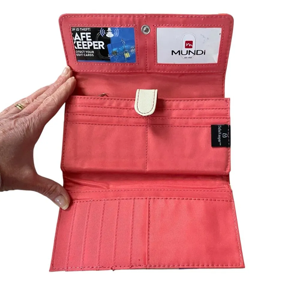 women's cream with multicolored polka dots wallet cardholder RFID safe - Image 3