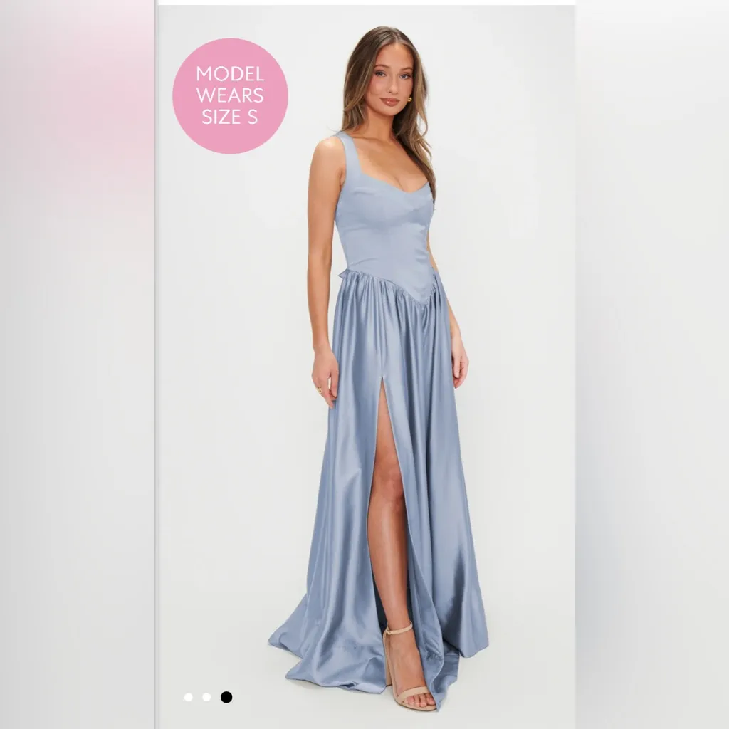 NWOT SHOW ME YOUR MUMU - Abigail Maxi Dress color: steel blue size: XL - Image 3