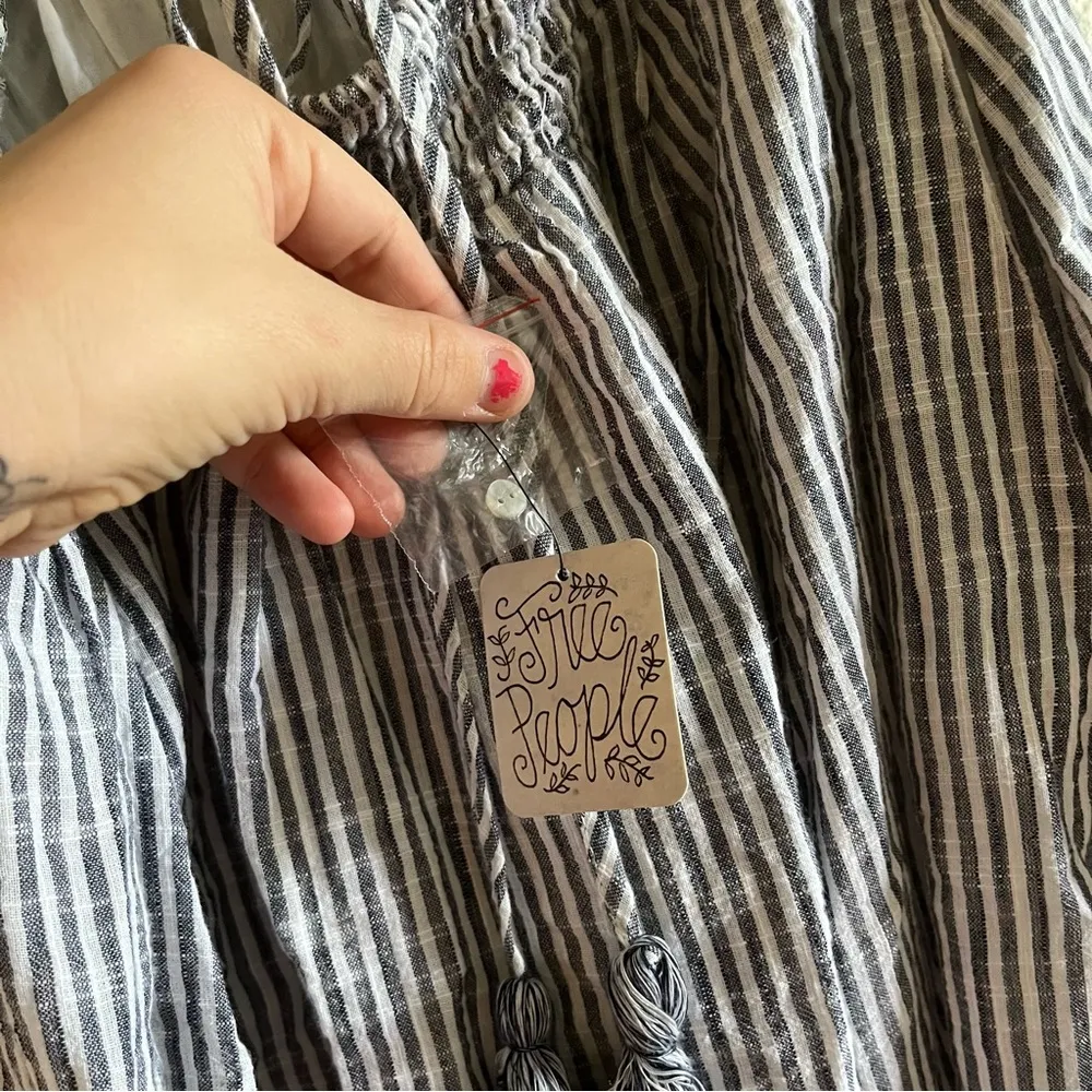 NWT Free People Light Blue & White Striped Ruffle Spaghetti Strappy Dress Small - Image 12