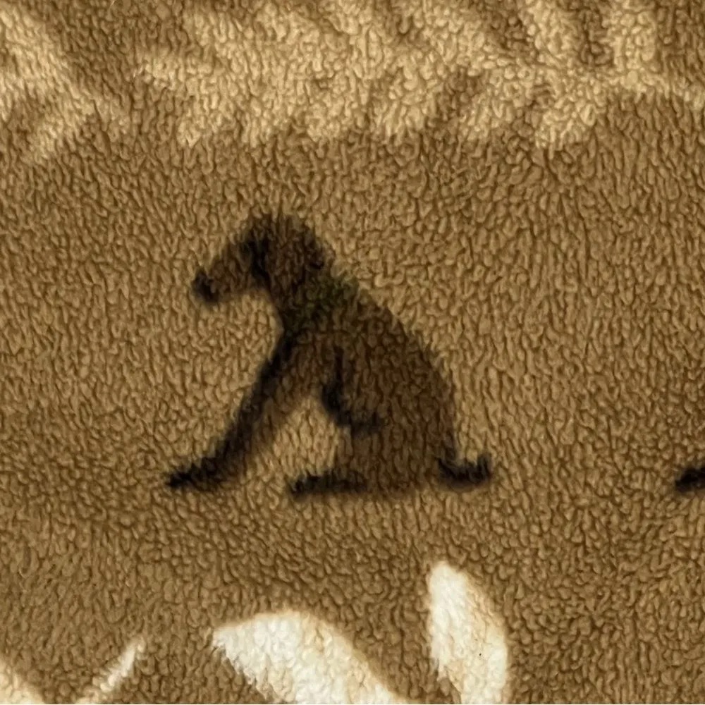 TanJay Brown and Plaid Full Zip Fleece Jacket with Dogs and Apples Size Large - Image 8