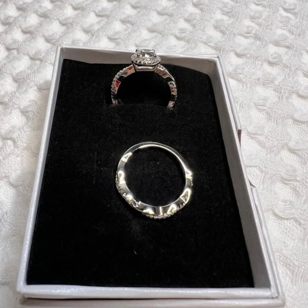 Engagement Ring Wedding Set White Gold Plated 8.5 Wedding Rings Women CZ CT - Image 2