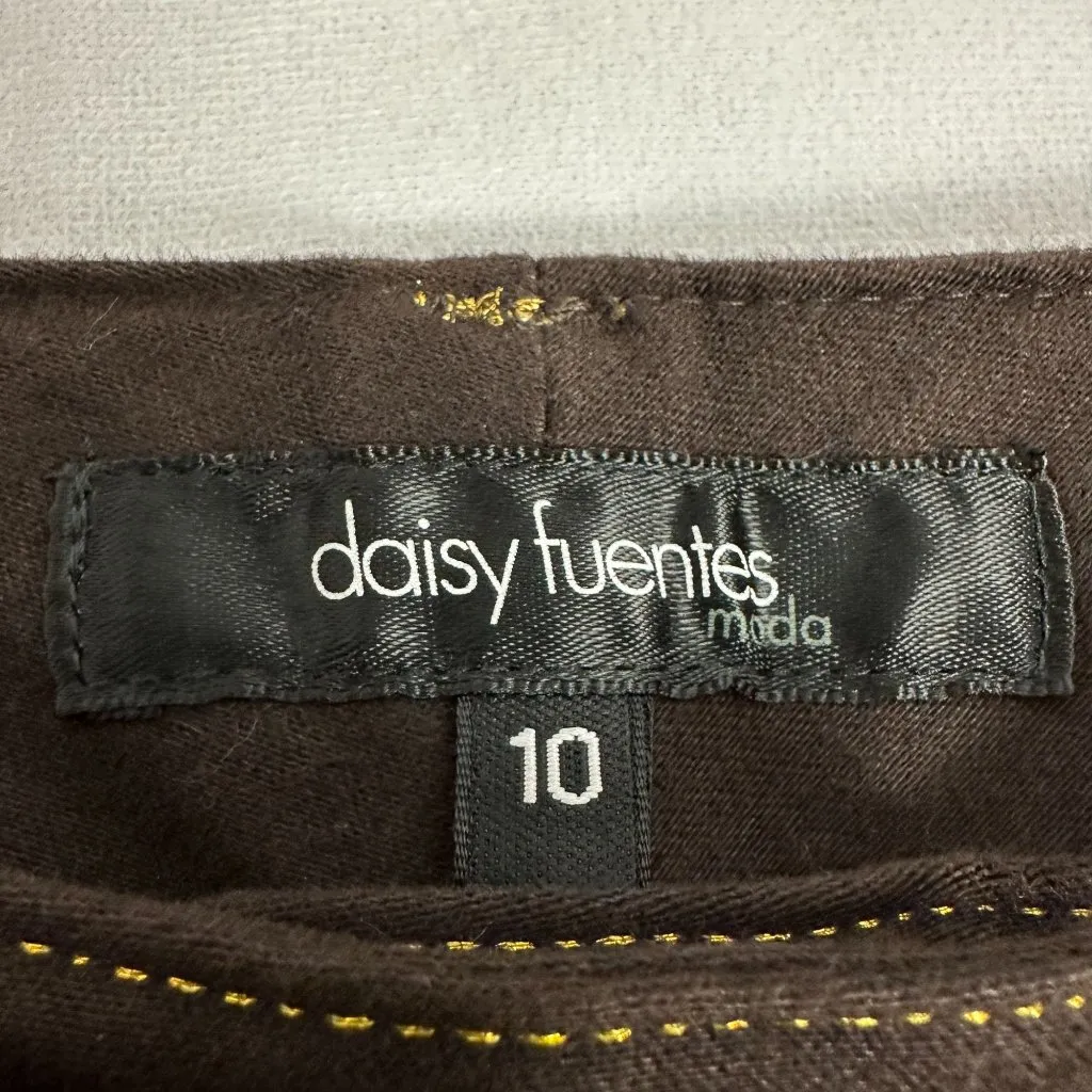 Daisy Fuentes Brown Bootcut Pants Classic Style Size 10 Comfortable Cotton Blend - Image 3