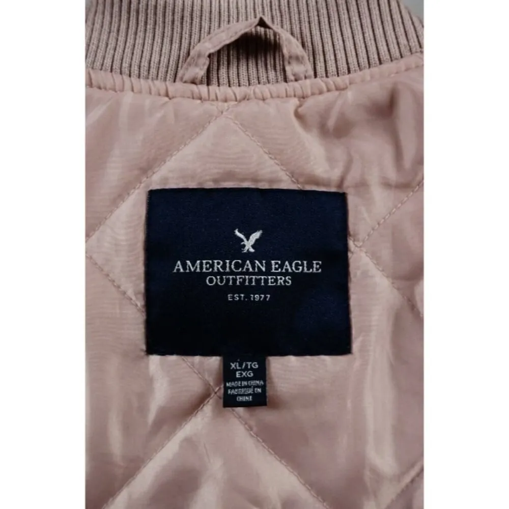 American Eagle Womens Medium Bomber Jacket Rose Gold Pink Size XL - Image 8