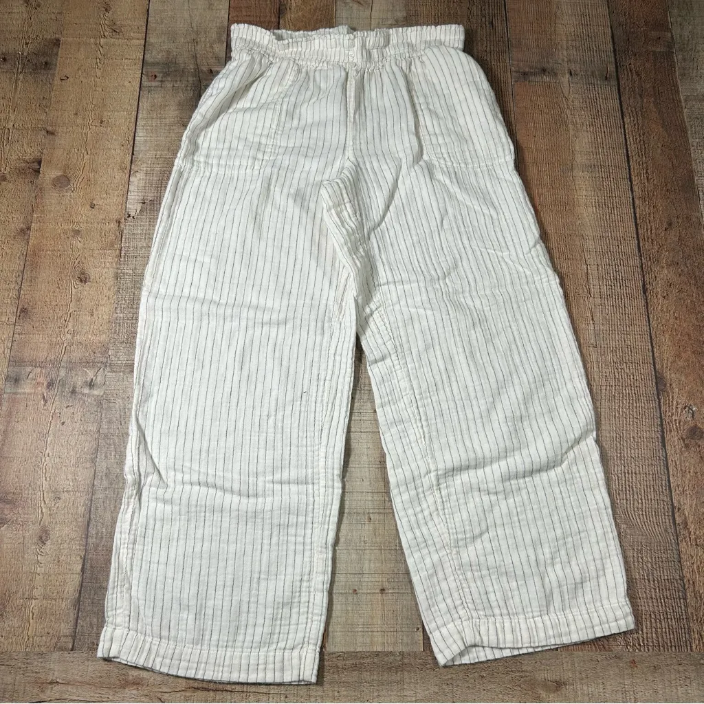 SOMA White Pinstripe Cotton Lounge Pants Shorts  Set Elastic Waist Medium Pink - Image 5