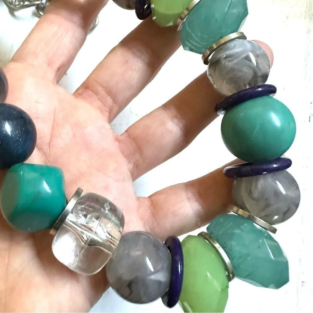 NY collection chunky blue beaded statement necklace - Image 4