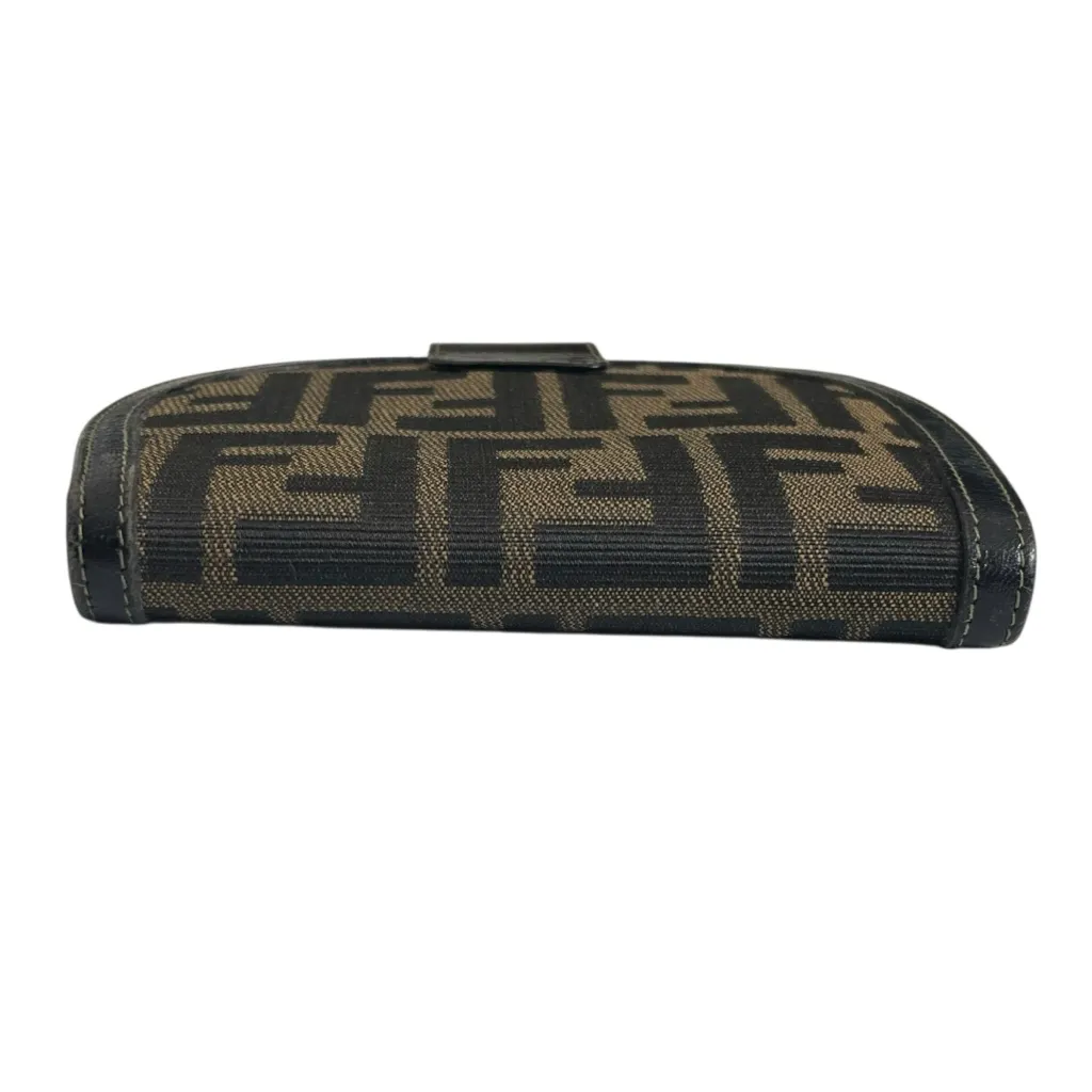 Fendi Zucca Bifold Wallet Canvas Leather Khaki Coin Purse Women’s Vintage - Image 5