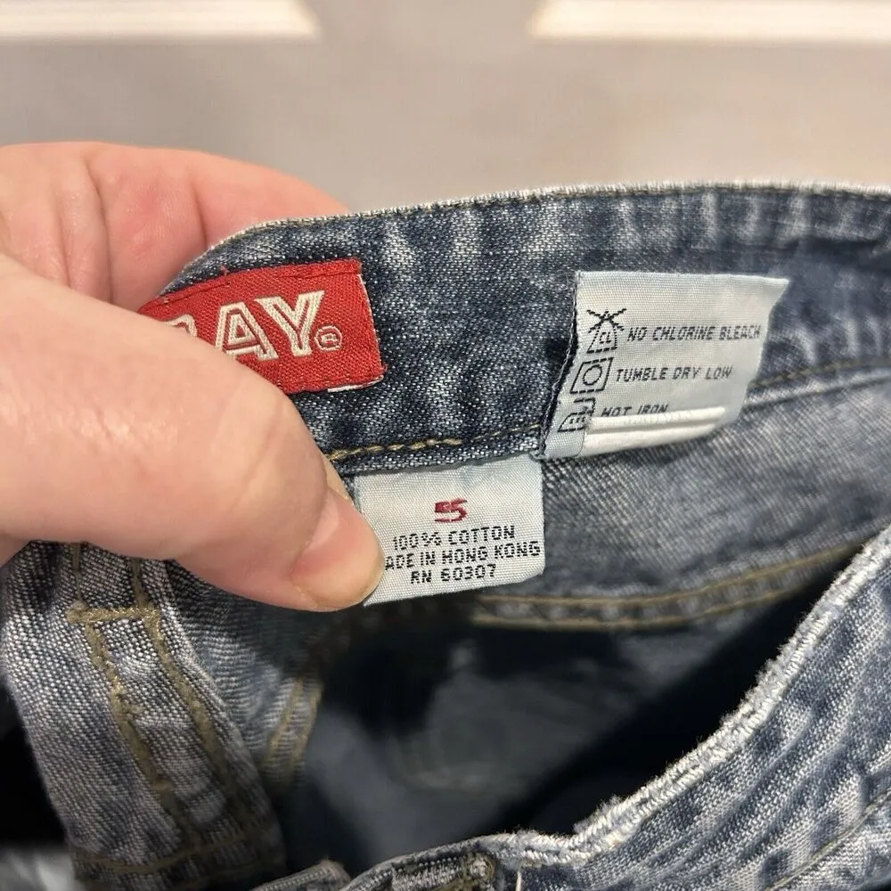 Vintage Unionbay Jeans Blue‎ Flare Low Rise Lace Up Tie Hems Y2K Size 5 Grunge - Image 9