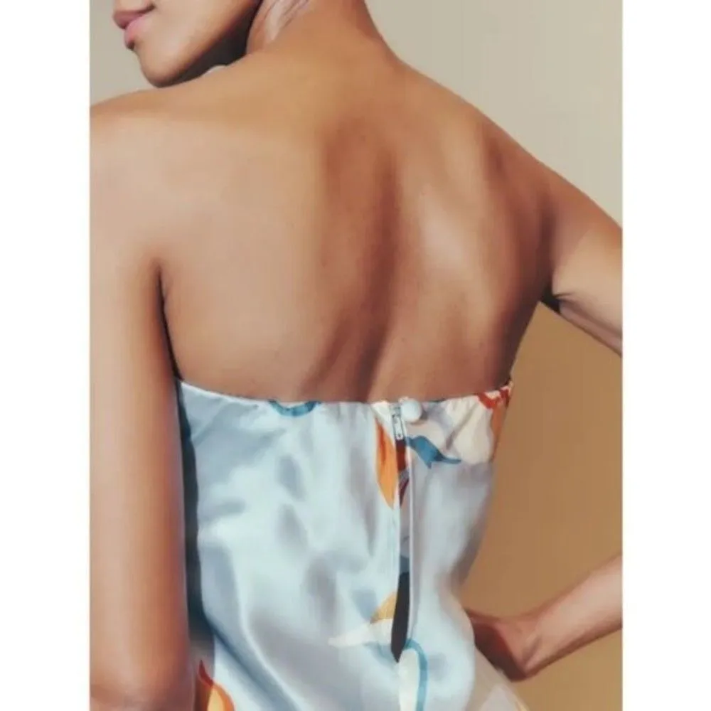 💕REFORMATION💕 Joanne Silk Dress ~ Hyperion Blue Print 10 NWOT - Image 5