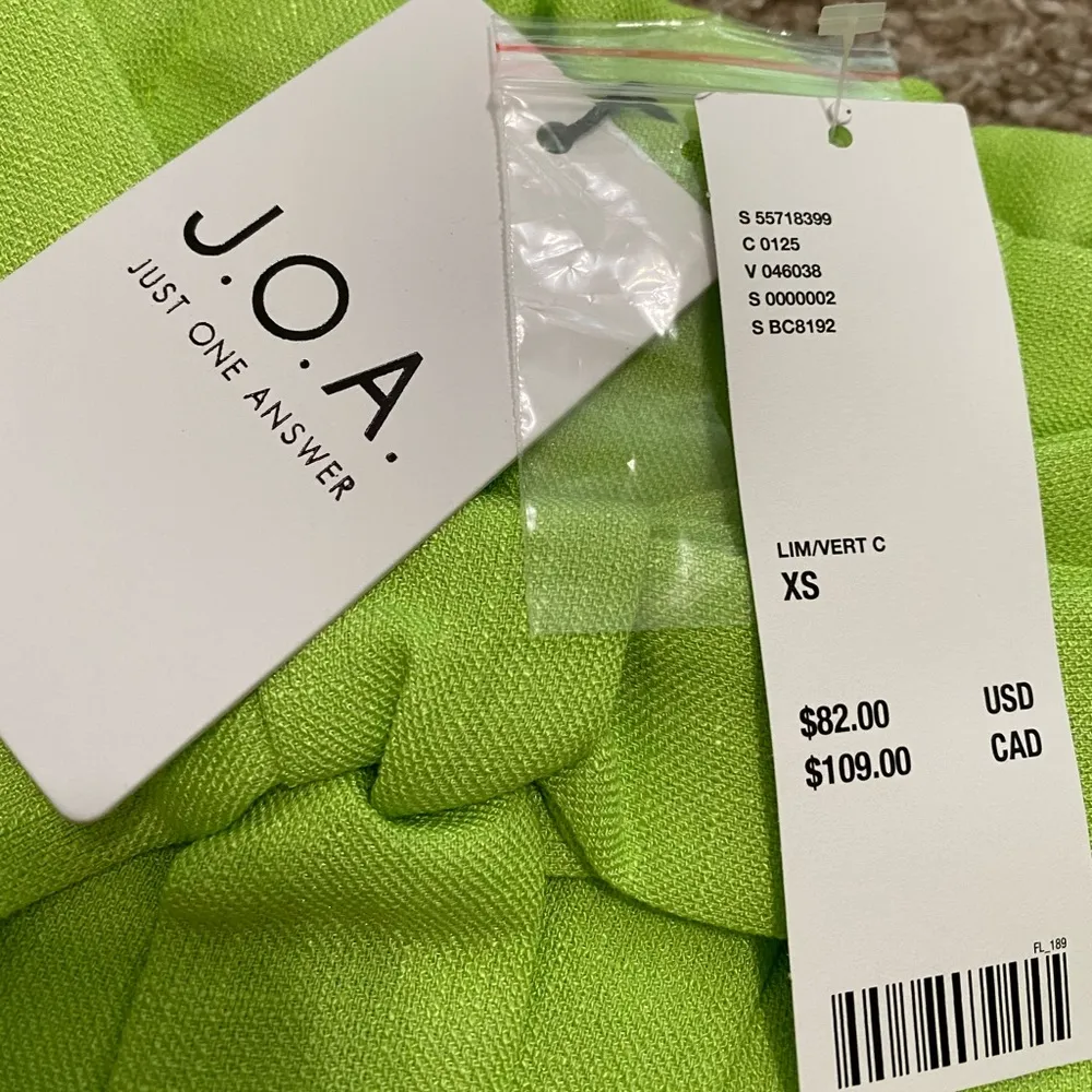 J.O.A. Linen Paperbag Short Lime Green - Image 7