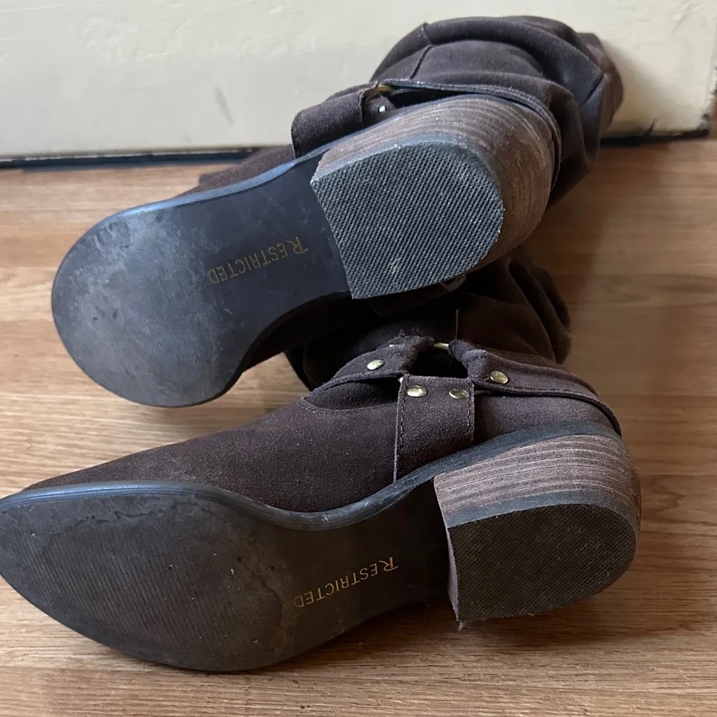 Restricted Dark Brown Over the Knee Boots Size 7 - Image 6