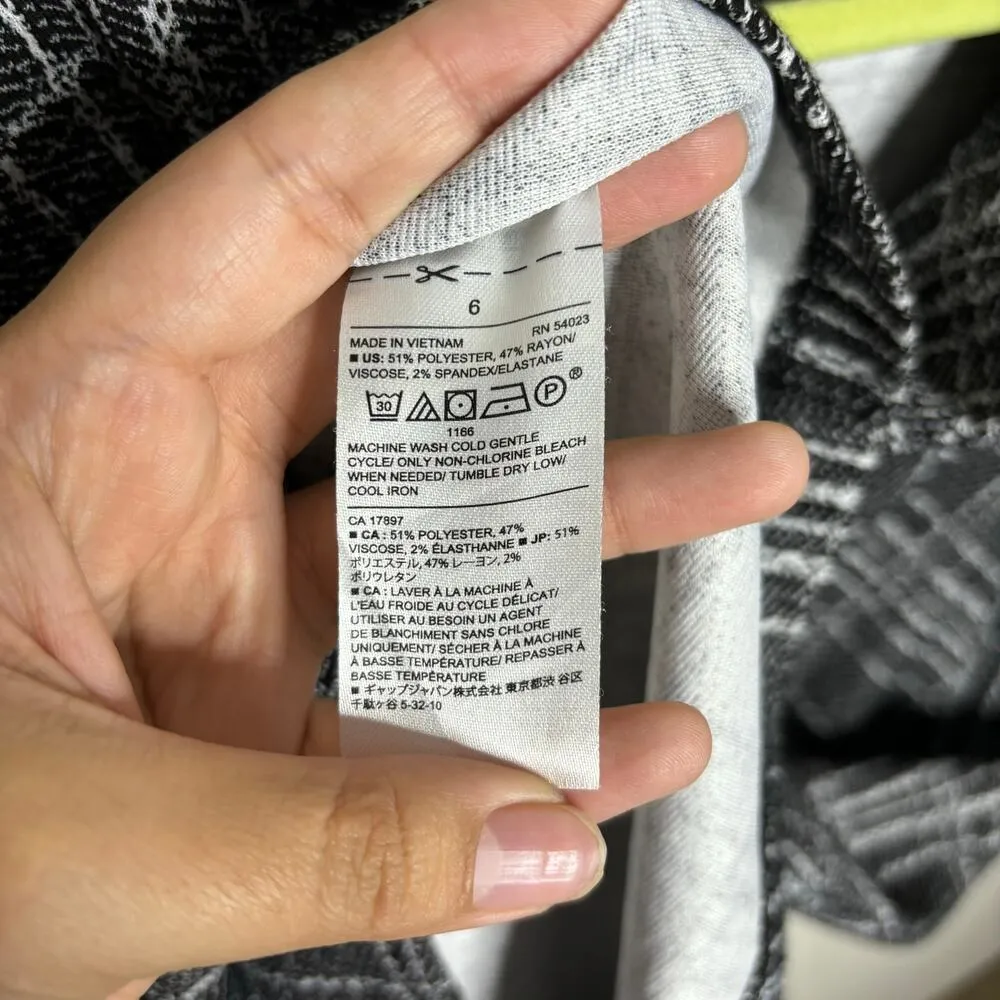 Banana Republic Black Plaid Midi Sheath Dress Sz 6 - Image 6