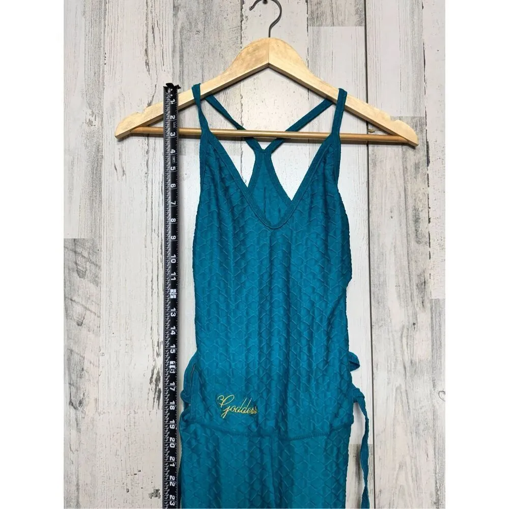 Teal Textured One-Piece Jumpsuit with Crisscross sides - Scrunch Leggings size s - Image 8