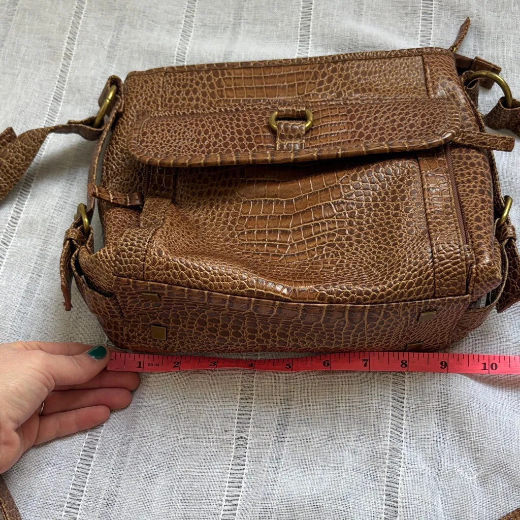 Coldwater Creek Sophia Brown Faux Crocodile Crossbody Bag - Image 14