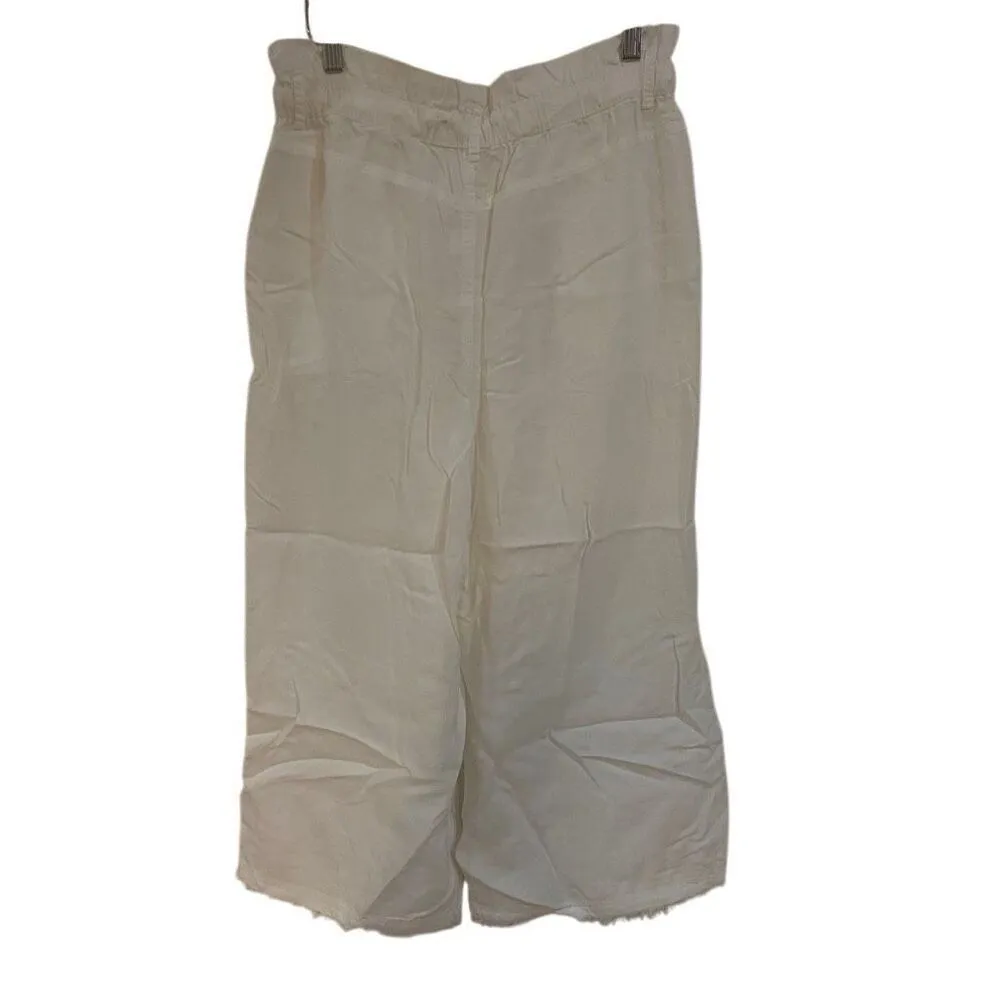 Cloth & stone white Tie waist raw hem wide leg size Small - Image 2