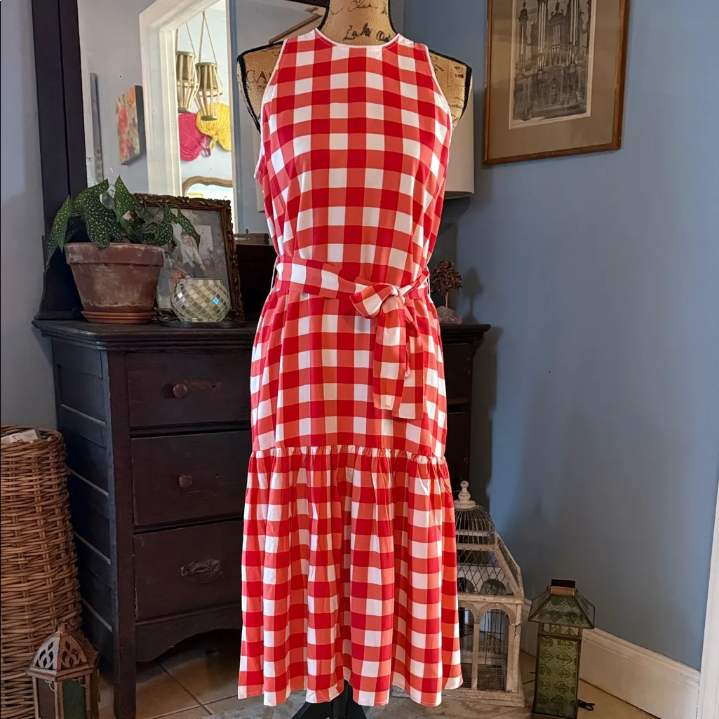 Ann Taylor Red Gingham Halter Midi Dress – Size S (NWT) - Image 5