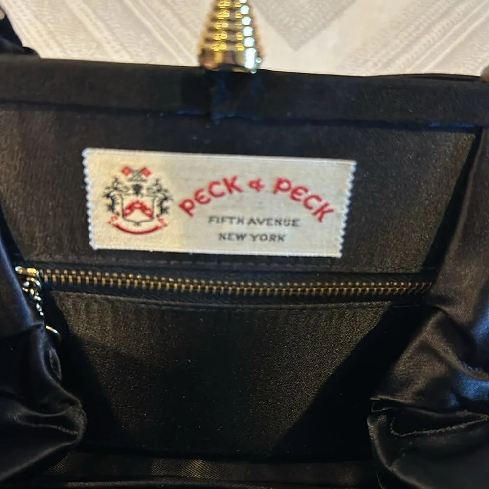 Peck & Peck Black Twisted Handle Satin Evening Bag - Image 4