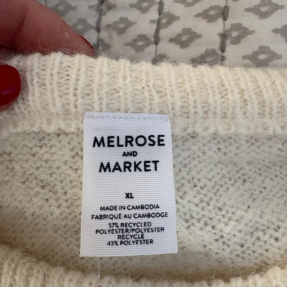 Melrose and Market Cream Crew Neck‎ Sweater with Plush Texture NWOT Size XL - Image 5