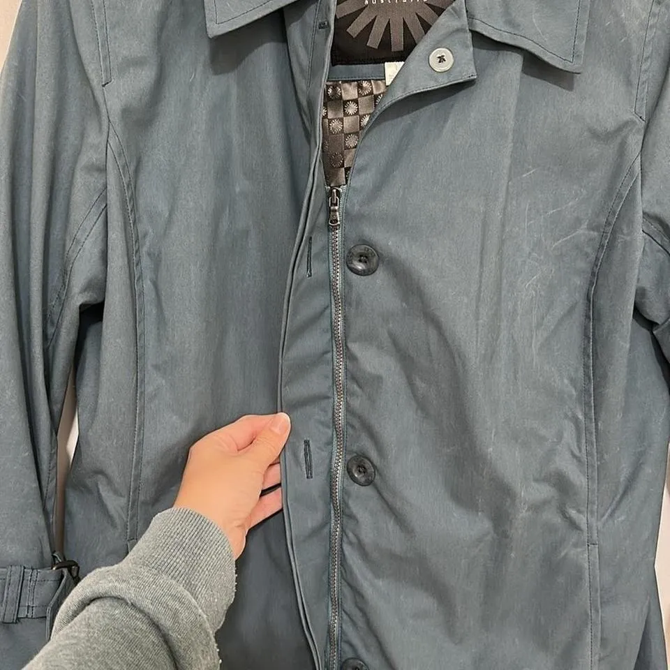 UGG AUSTRALIA | Blue Wax Cotton Trench Coat Size L - Image 4