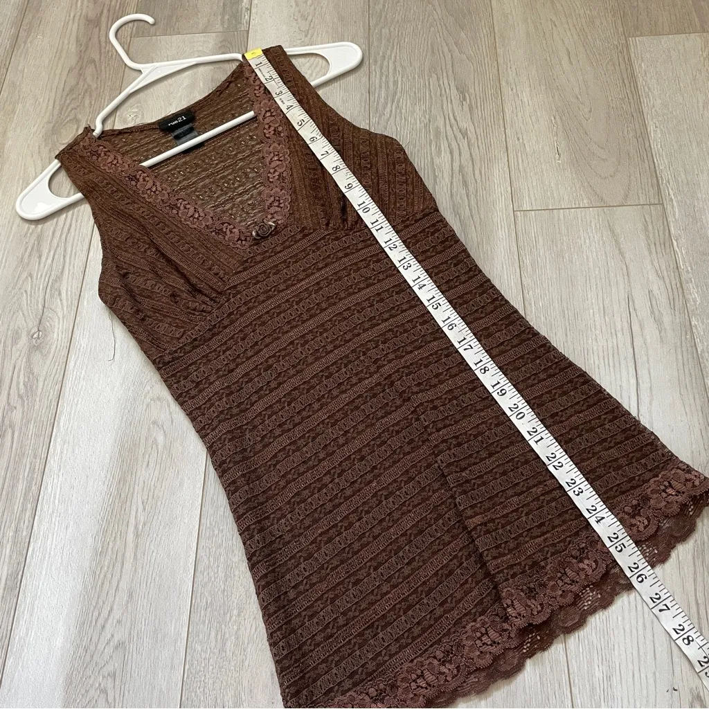 Rue21 Y2K Tank Top lace sheer womens Brown (medium) vintage retro going out - Image 5