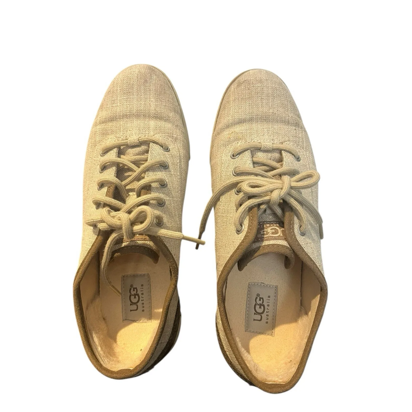 UGG Australia Hally Suede Leather Canvas Sneakers Sheepskin Sneaker Women's 10 - Image 7