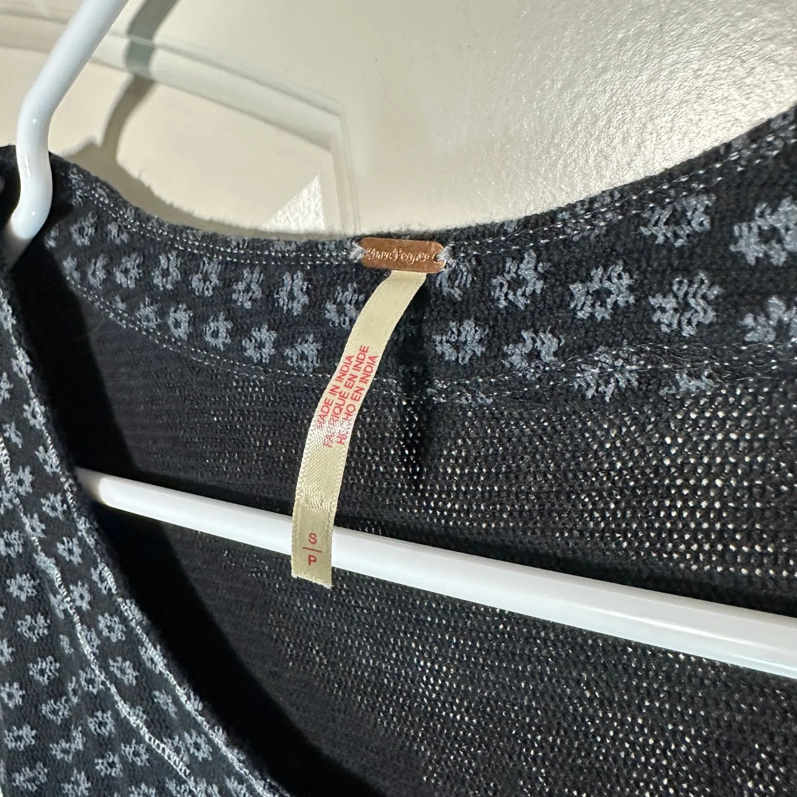 Free People Garner Tee Black Floral Print Ruffle Trim Short Sleeve Top‎ Small - Image 3